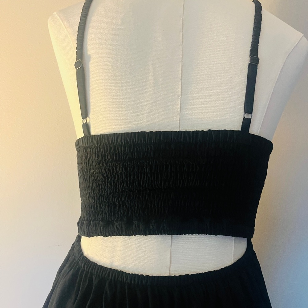 Anthropologie Somerset Maxi Dress Small Cotton Bubble Hem Black - Picture 4 of 6